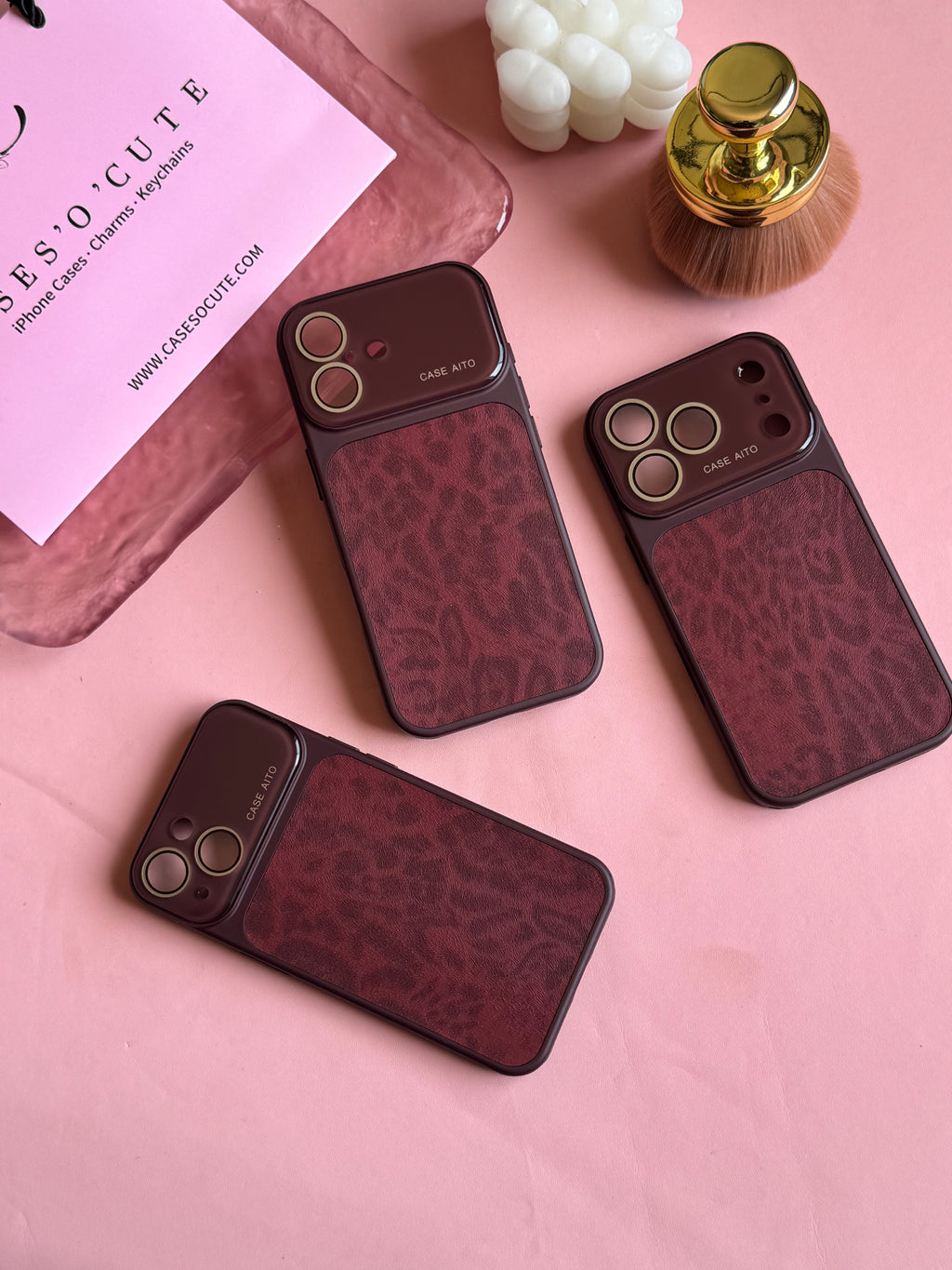 Suede Burgundy Leopard Phone Case