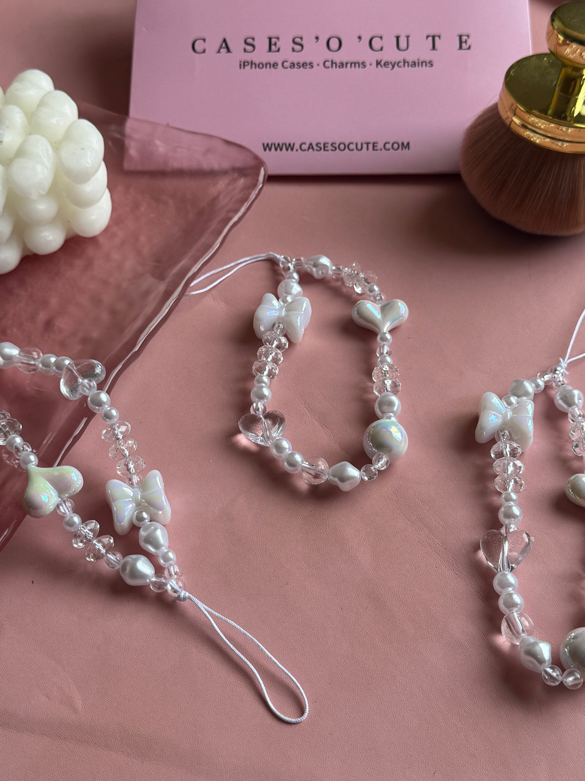 Pearlescent Bow Heart Charm
