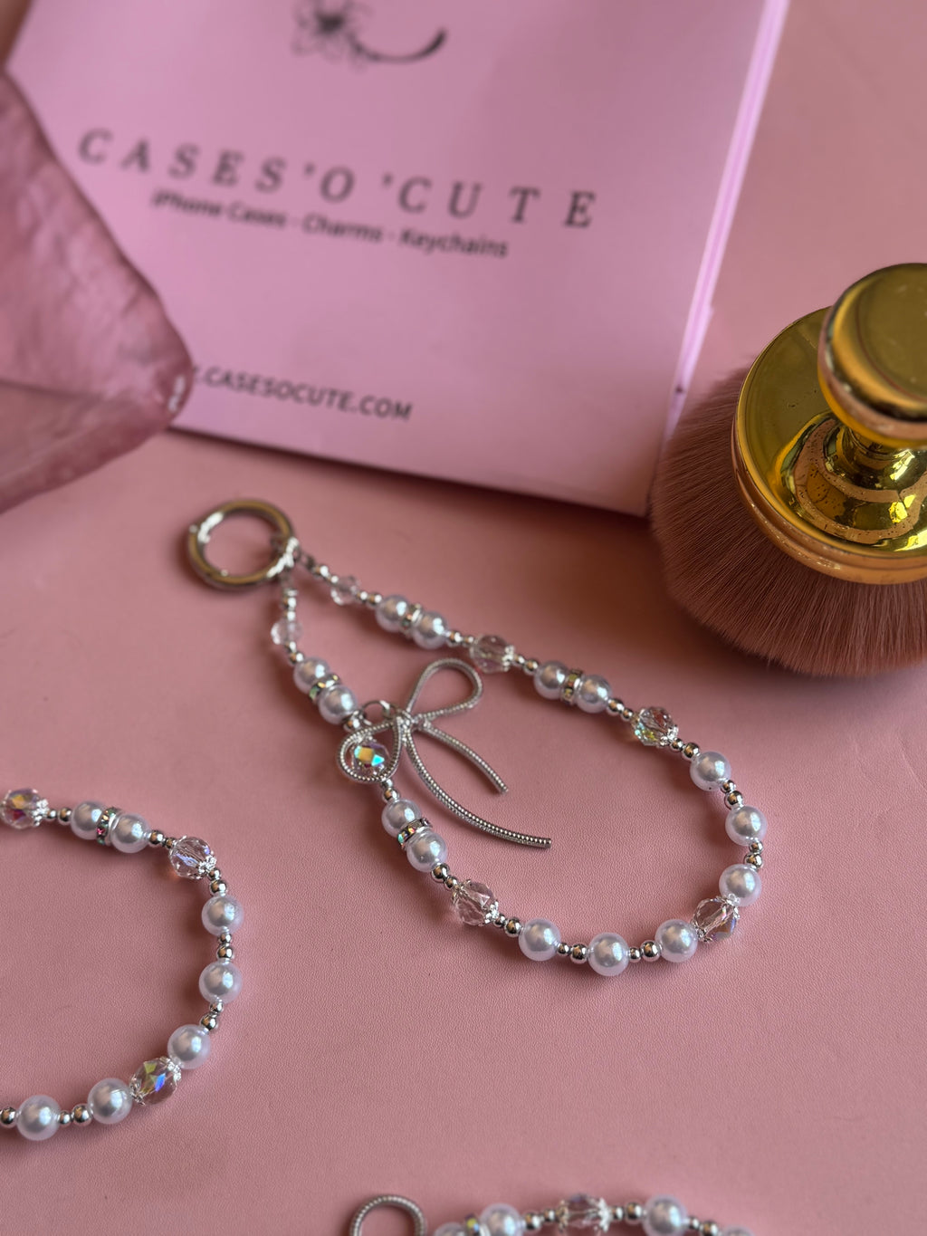 Silver Ribbon and Pearl Charm