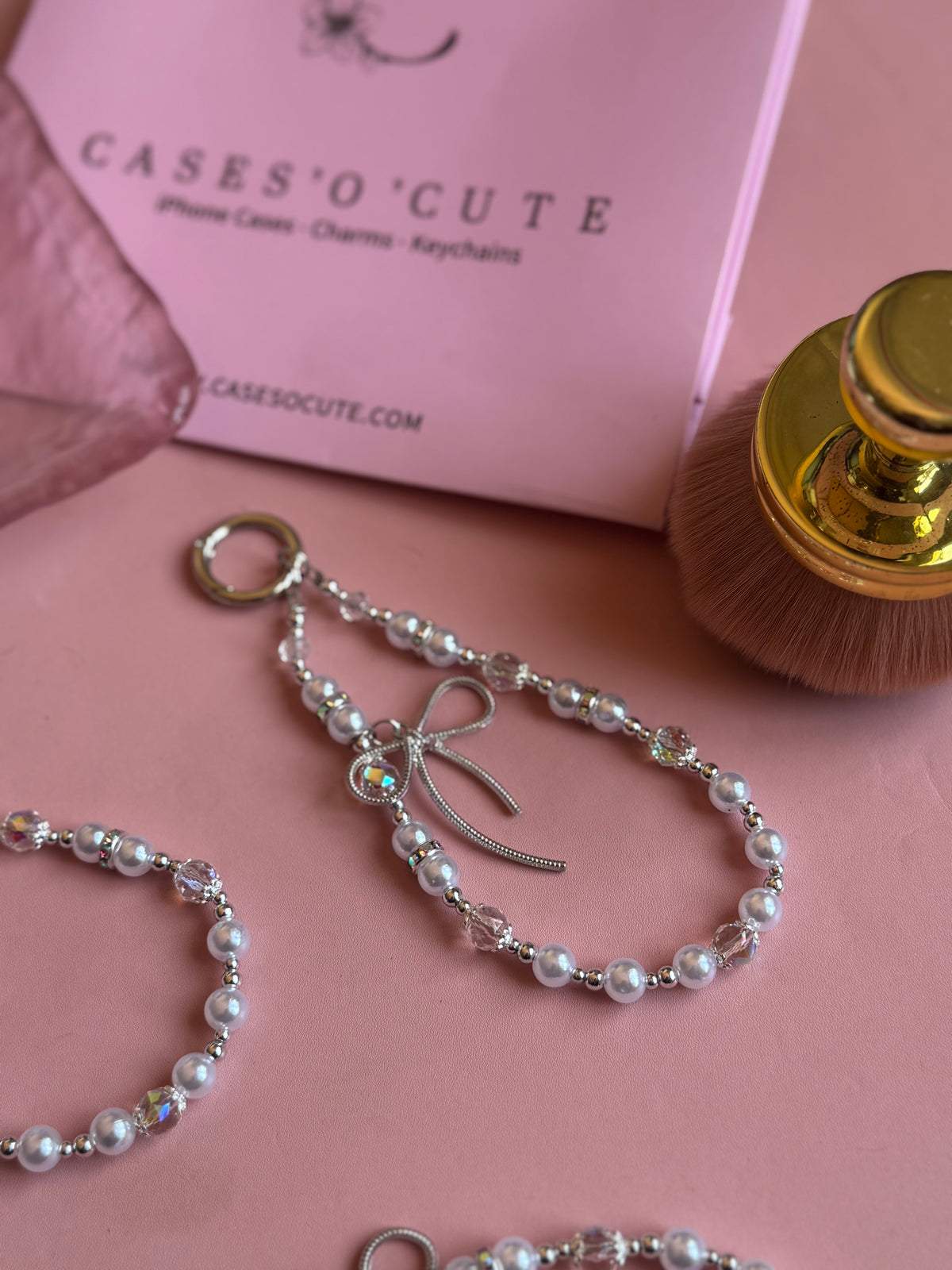 Silver Ribbon and Pearl Charm