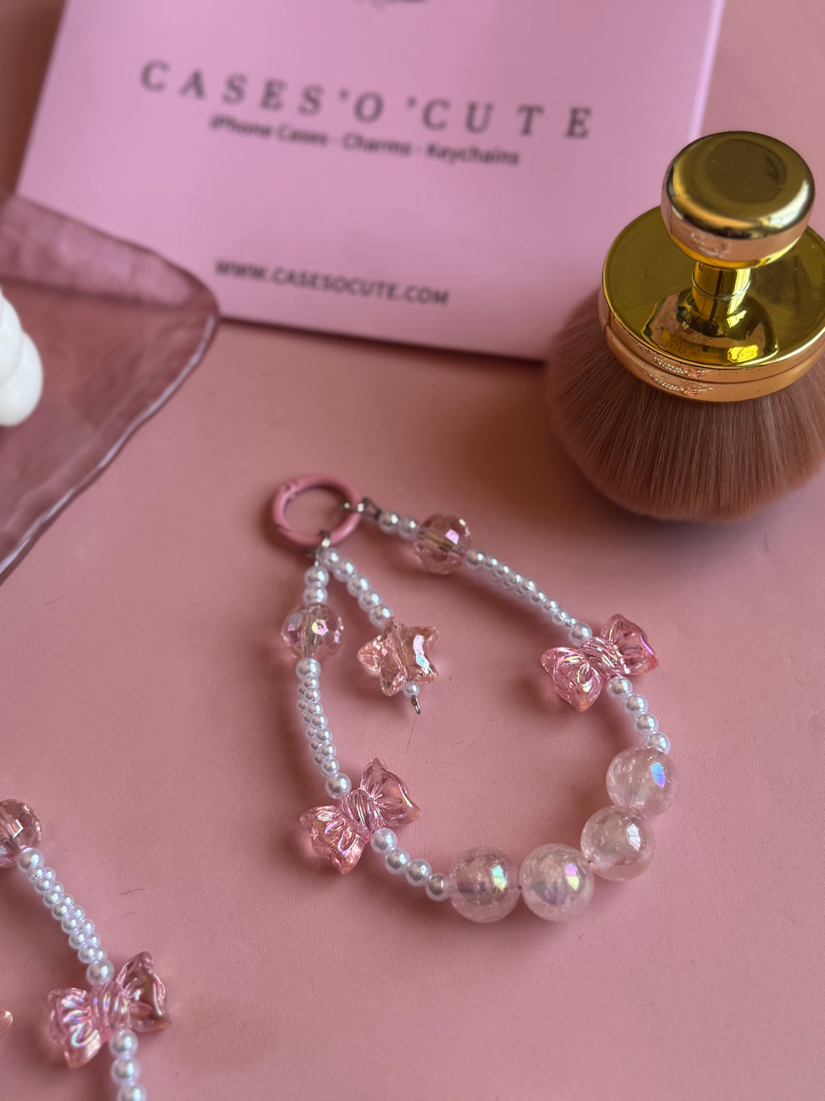 Pink Crystal Pearl Charm