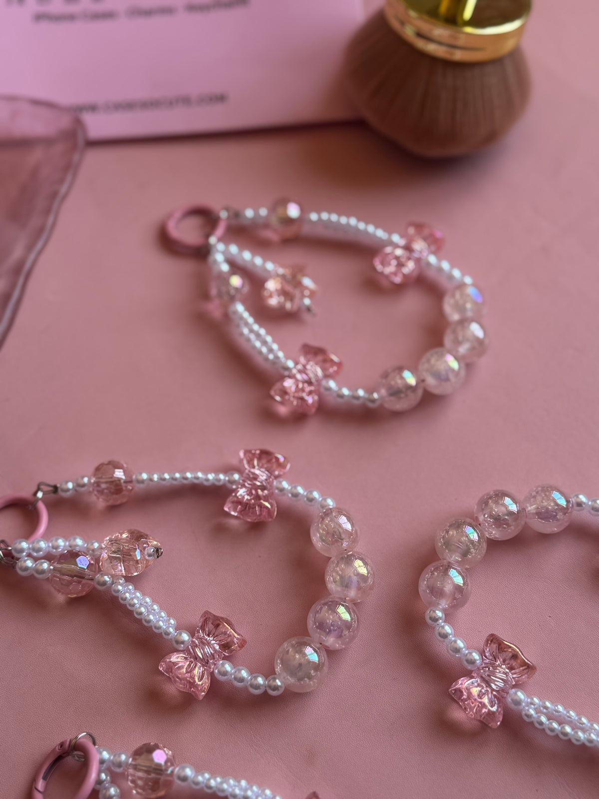 Pink Crystal Pearl Charm