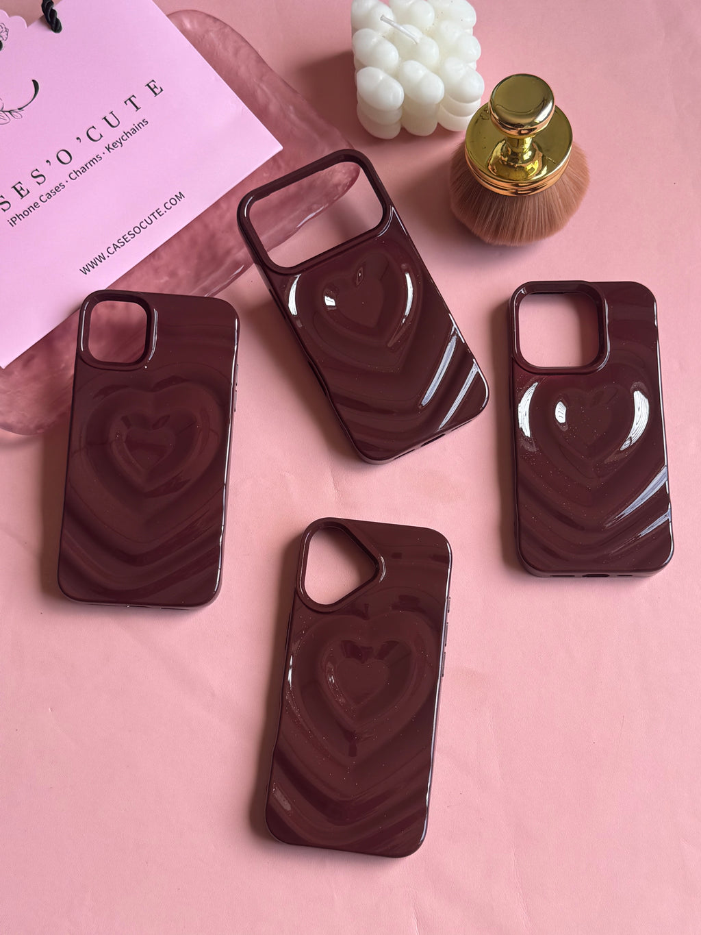 Burgundy Heart Wave Case