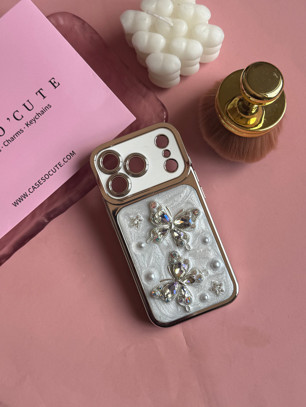 Pearl Butterfly Rhinestone Case