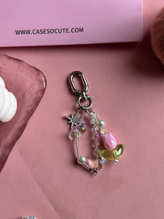 Pink Tulip Crystal Charm