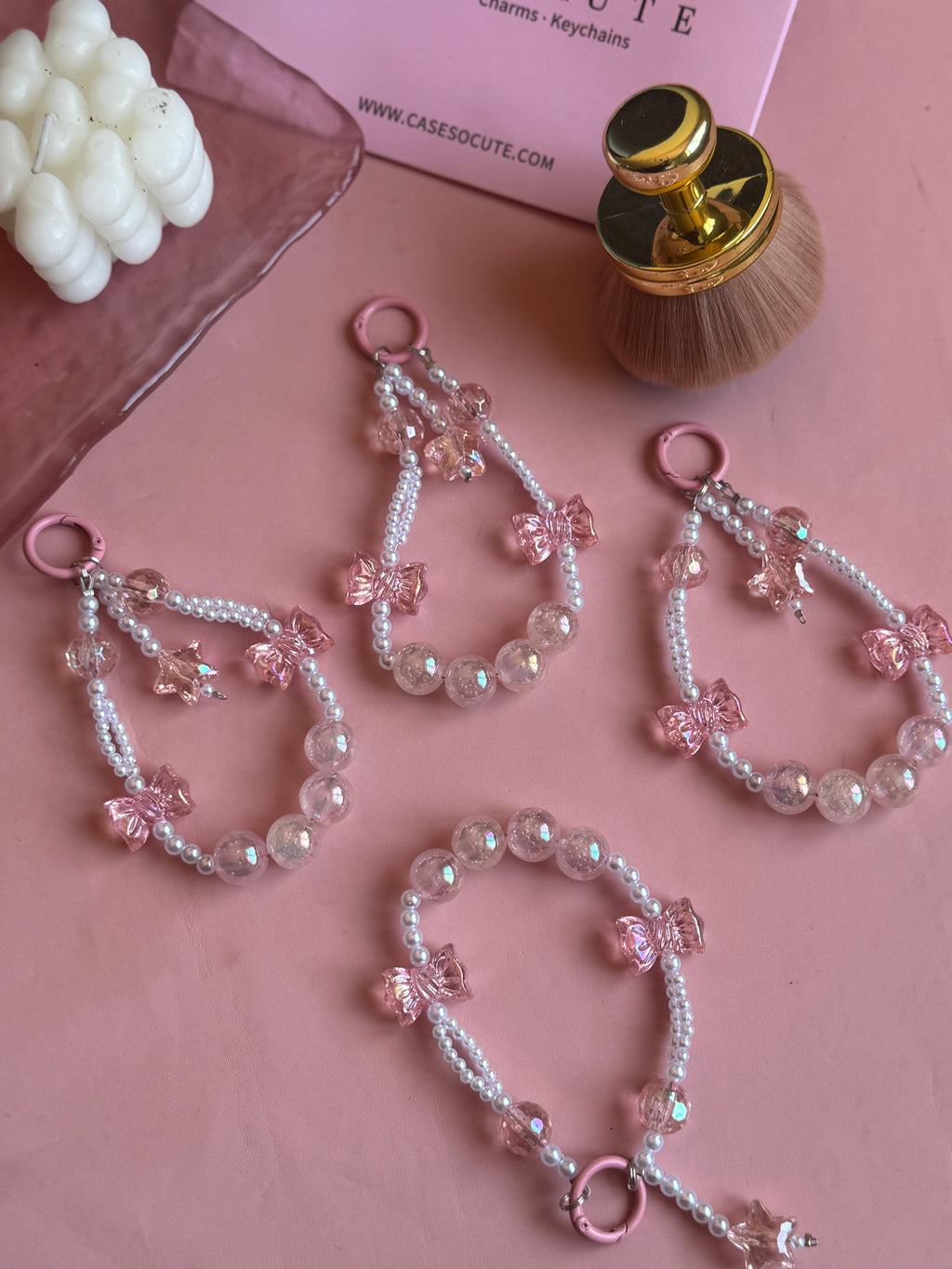 Pink Crystal Pearl Charm