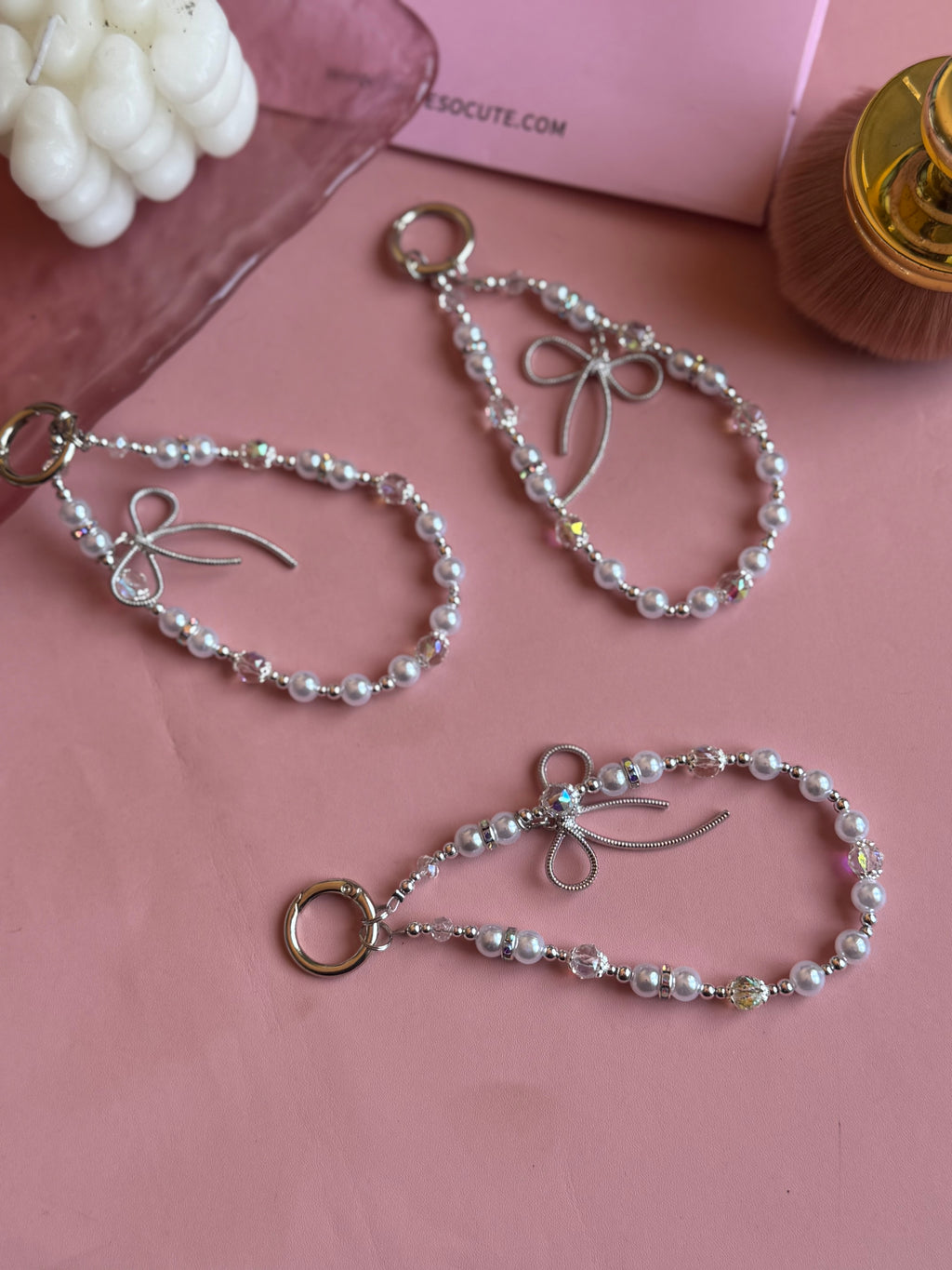 Silver Ribbon and Pearl Charm