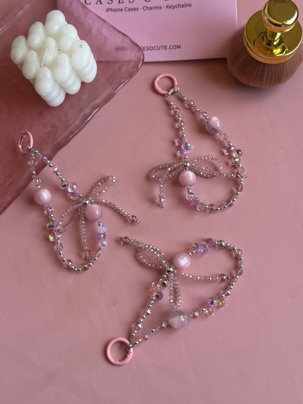 Pink Crystal Bow Charm