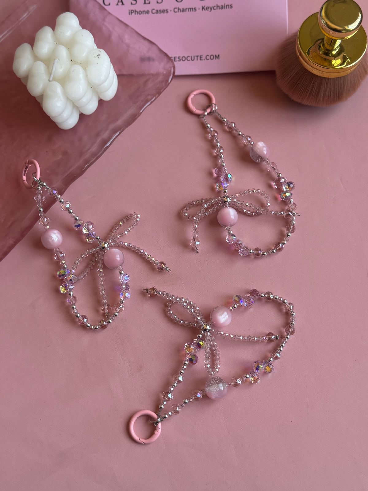 Pink Crystal Bow Charm