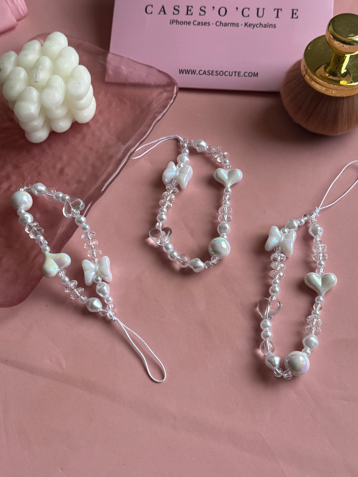 Pearlescent Bow Heart Charm