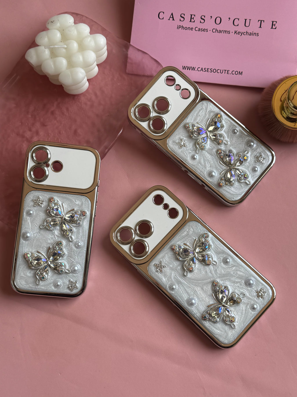 Pearl Butterfly Rhinestone Case