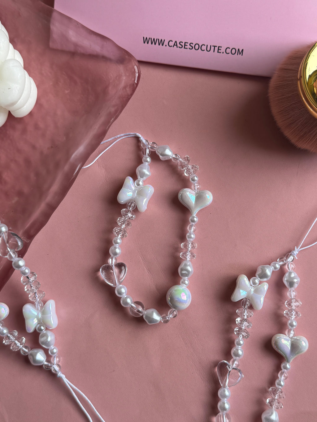 Pearlescent Bow Heart Charm