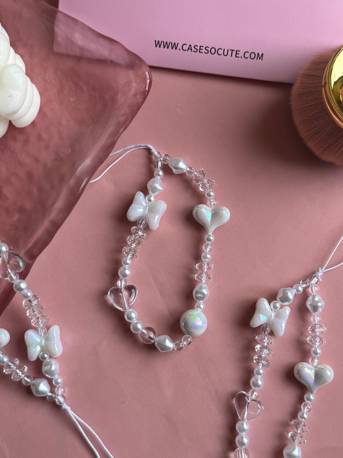 Pearlescent Bow Heart Charm