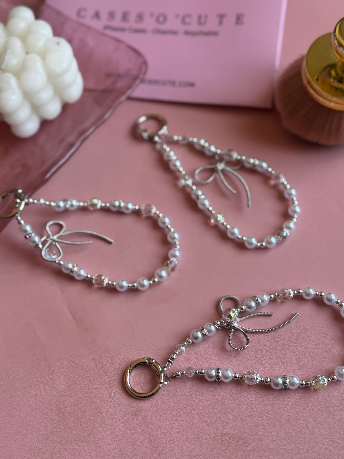Silver Ribbon and Pearl Charm