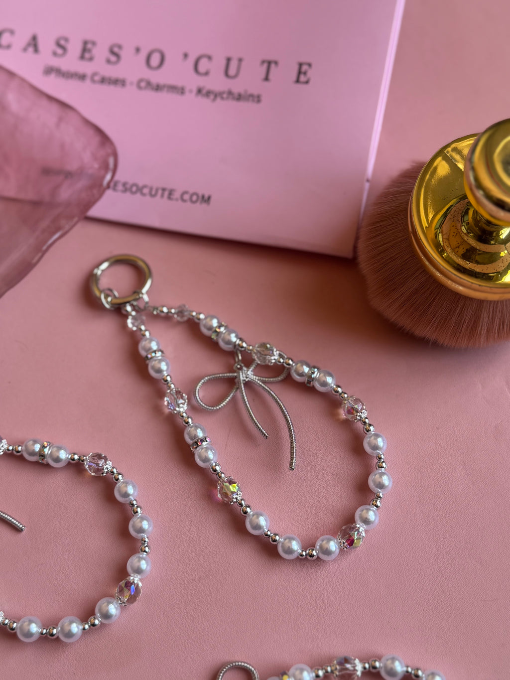Silver Ribbon and Pearl Charm
