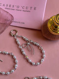 Silver Ribbon and Pearl Charm