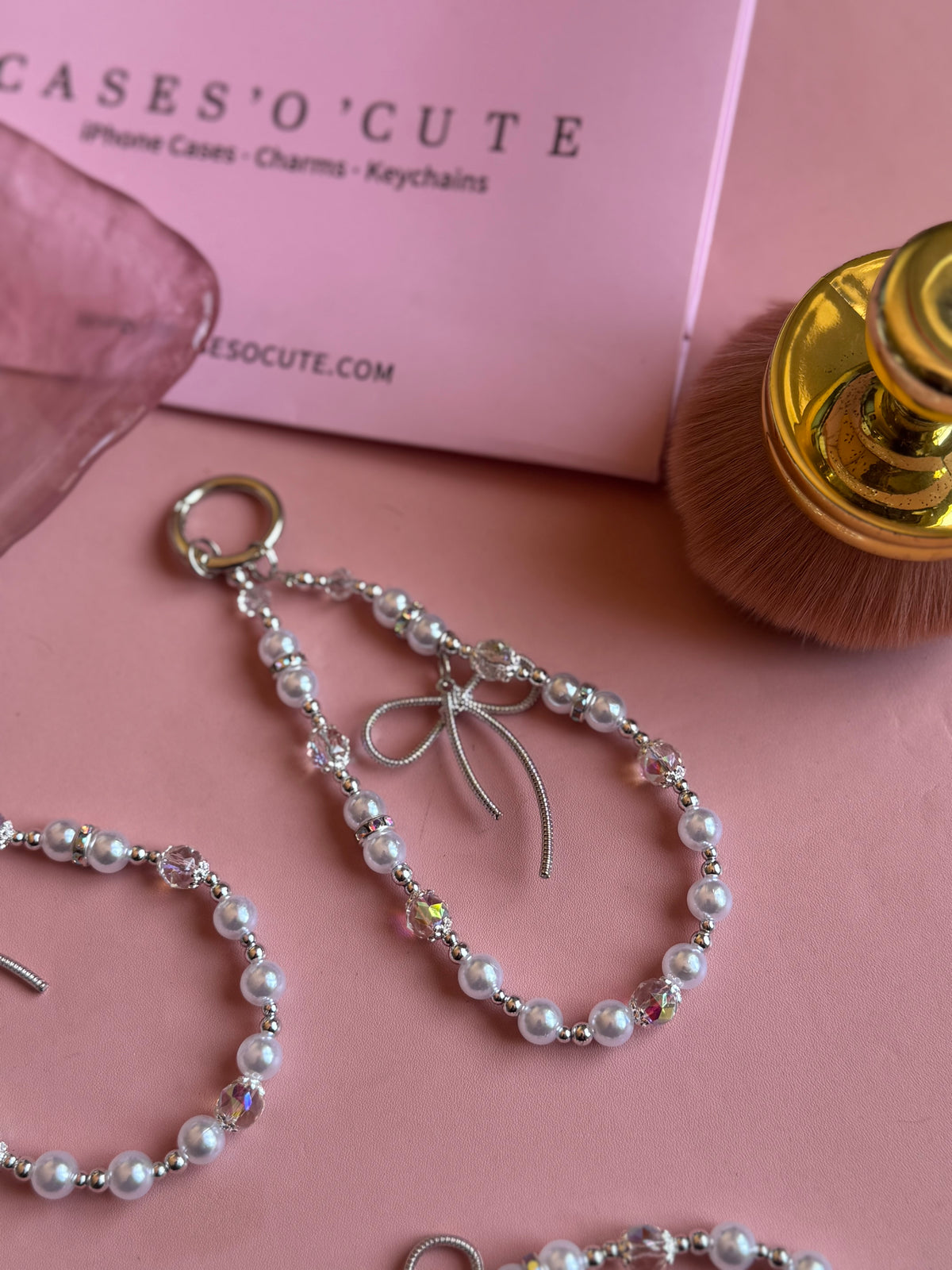 Silver Ribbon and Pearl Charm