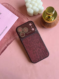 Suede Burgundy Leopard Phone Case