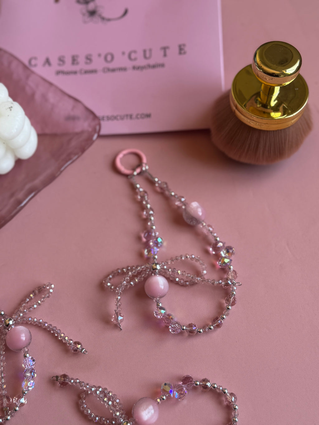 Pink Crystal Bow Charm