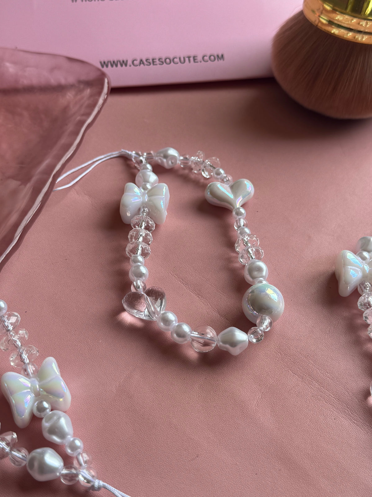 Pearlescent Bow Heart Charm