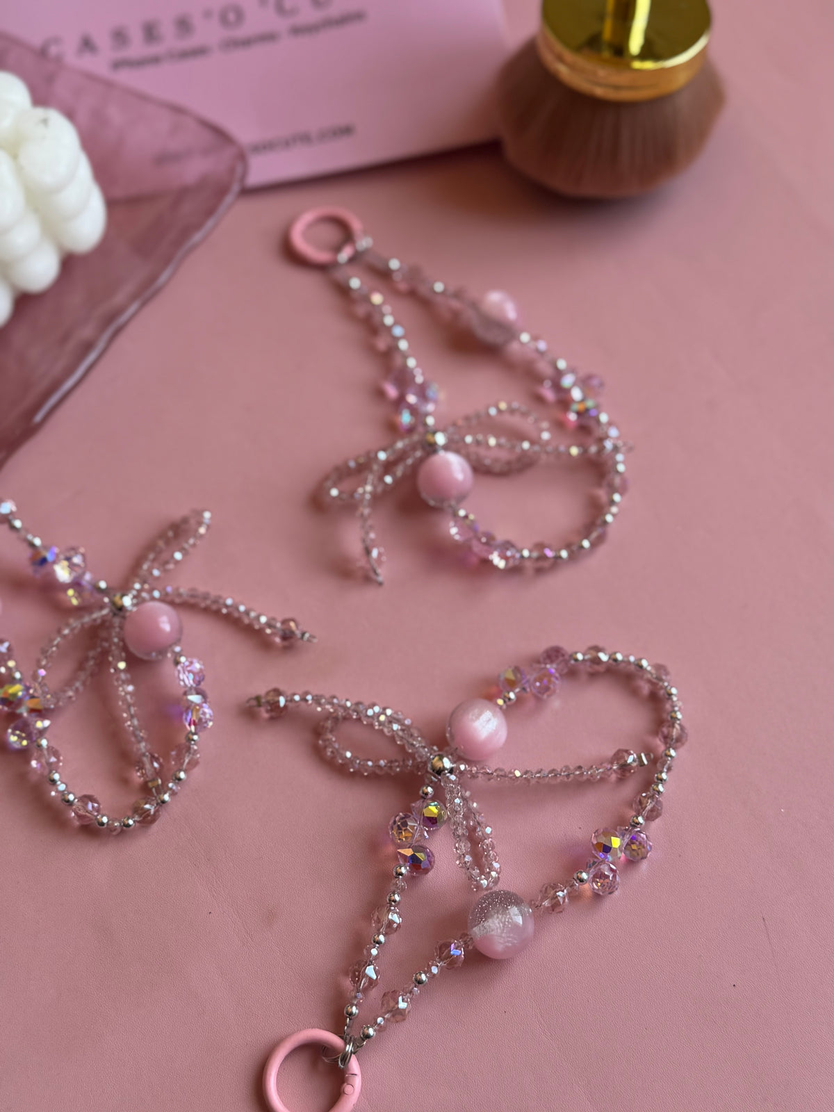 Pink Crystal Bow Charm