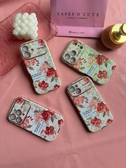 Glitter Red Flowers alt view — Case O Cute
