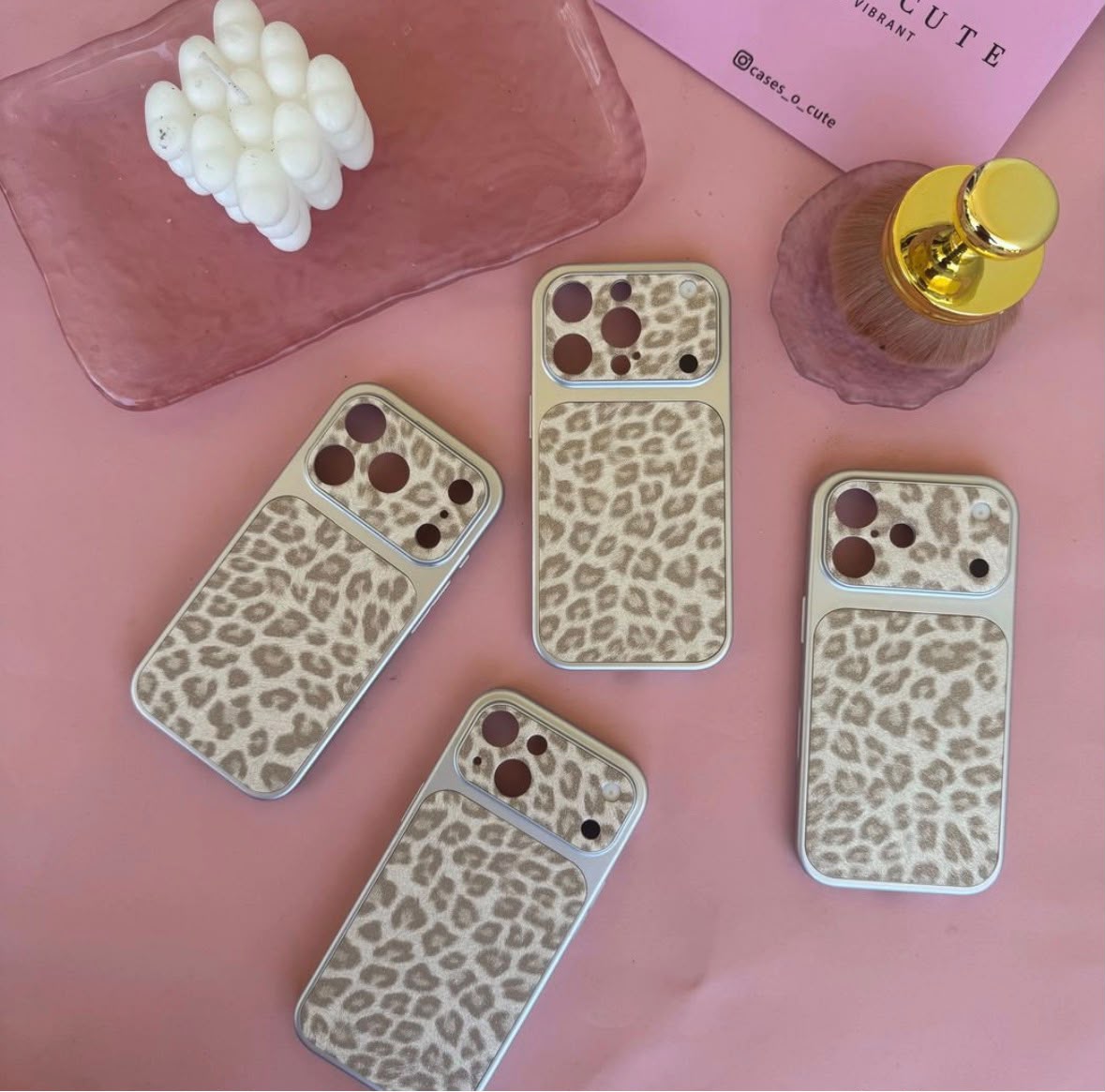 Beige Leopard Glam alt view — Case O Cute